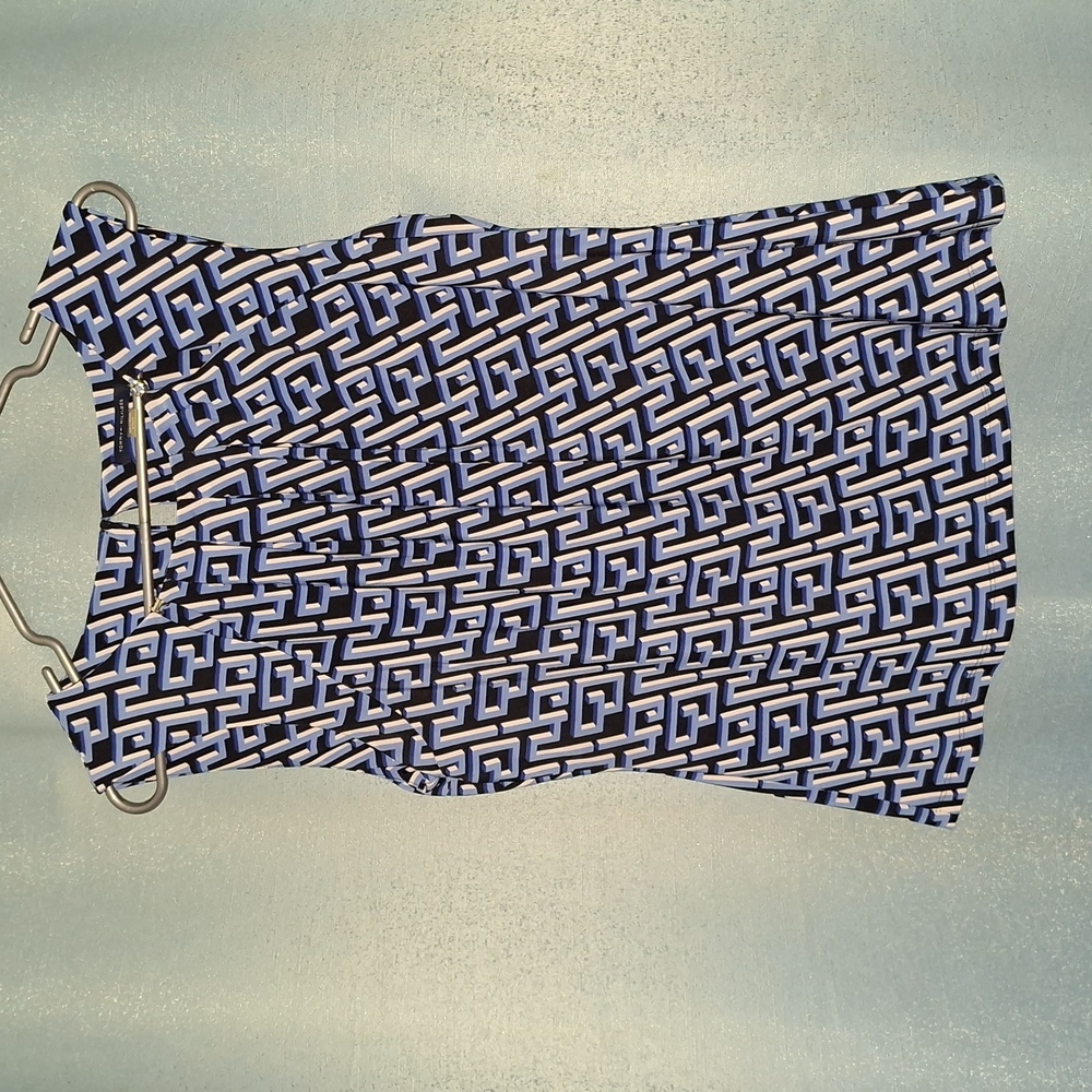 Tommy Hilfiger Blue and Black Geometric Patterned‎ Top